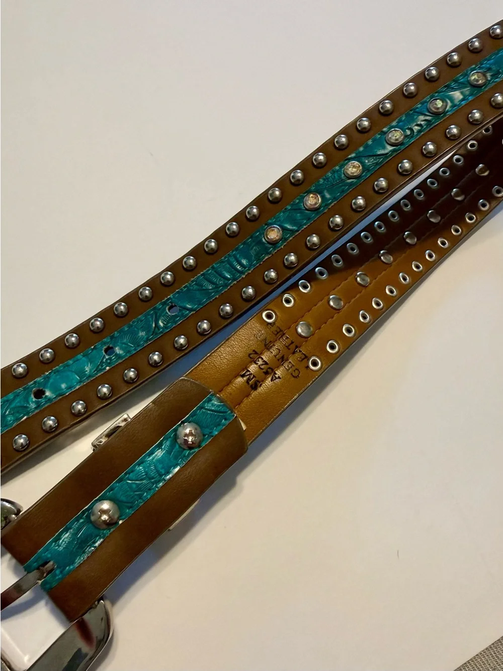 Child’s Small Silver & Turquoise Western Belt - Leather